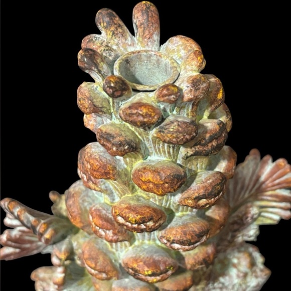 2 Large Pine Cone Branch Rustic Woodland Candle Stick Holders Table Or Mantel - Picture 3 of 6